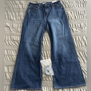 LOFT Curvy The Wide Leg High Rise Belted Jeans 31/12 NWT